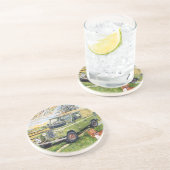 砂岩熱い飲み物のコースターの"農場"のデザイン コースター (側面)