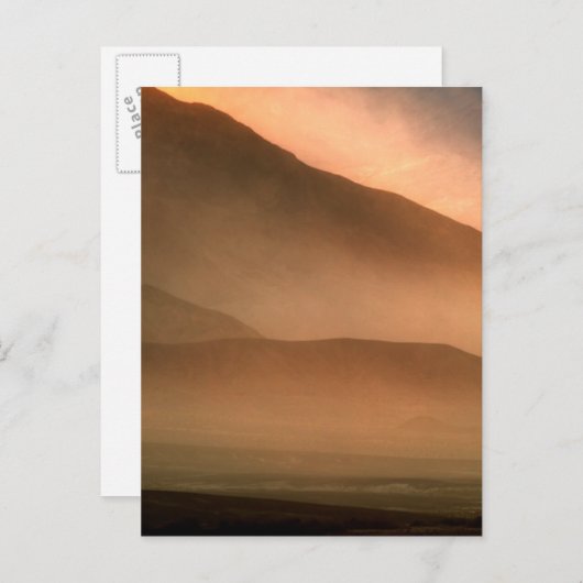 砂嵐でメスキート砂丘，夕日 ポストカード (正面/裏面)