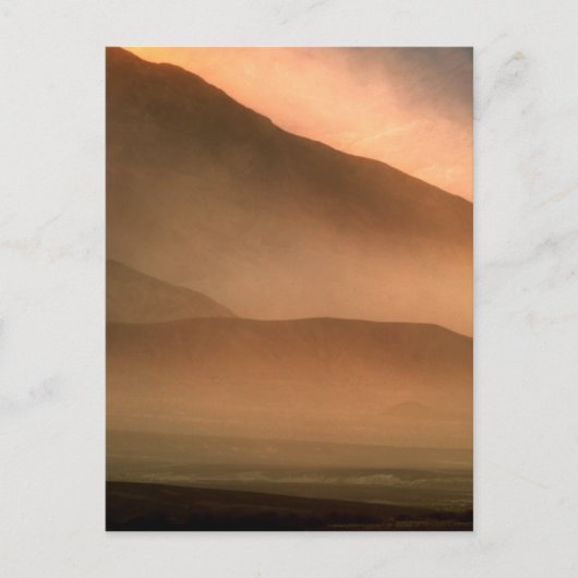 砂嵐でメスキート砂丘，夕日 ポストカード (正面)