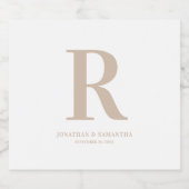 砂彩色結婚モノグラム スパークリングワインラベル (シングルラベル)