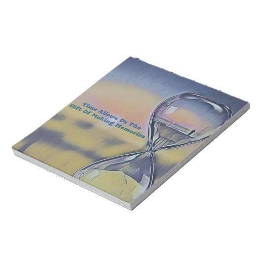 砂時計かわいらしのビーチスケープ思い出を引用文 ノートパッド (回転)