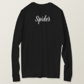 砂時計のデザインが入った黒のロングスリーブTシャツ Tシャツ (デザイン裏面)
