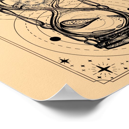 砂時計の太陽の月の砂時計のタロットカード ポスター (角)