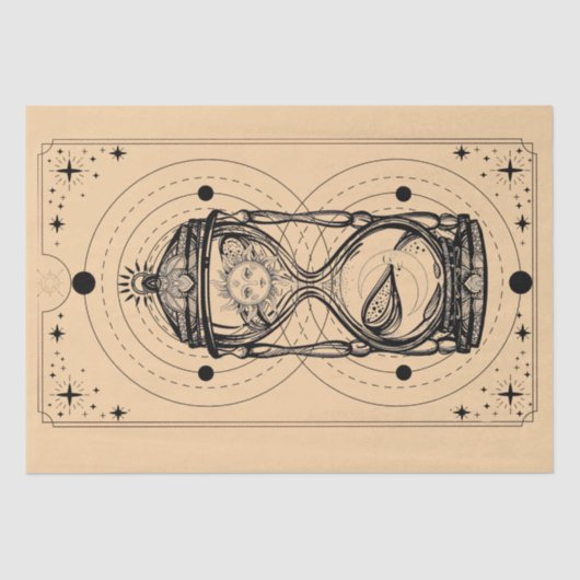 砂時計の太陽の月の砂時計タロットカード工芸品 薄葉紙 (正面)