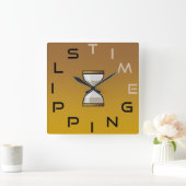 砂時計の時計をスリップまたは滑ること時間 スクエア壁時計 (ホーム)