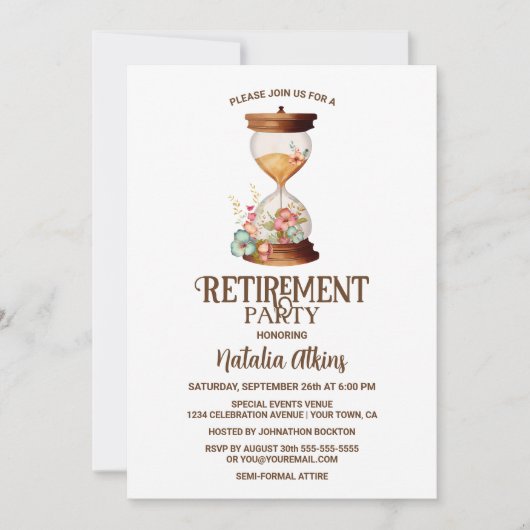 砂時計の時間フローラ砂時計の退職 招待状 (正面)
