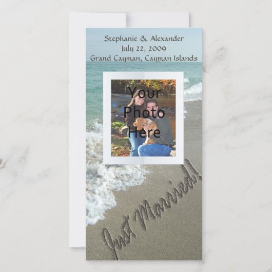 砂書のビーチたった今結婚しました 案内状 (正面)