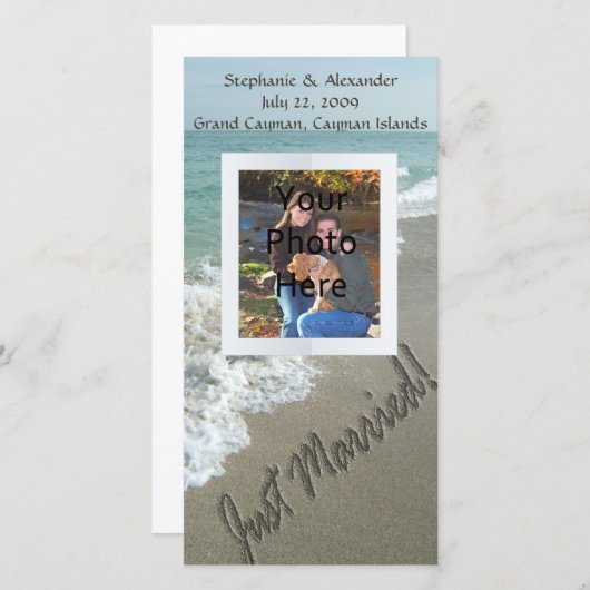 砂書のビーチたった今結婚しました 案内状 (正面/裏面)