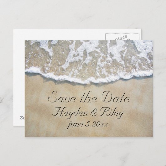 砂書ビーチで日付を保存 案内ポストカード (正面/裏面)