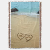 砂毛布のカスタマイズ可能なハート スローブランケット (正面縦)