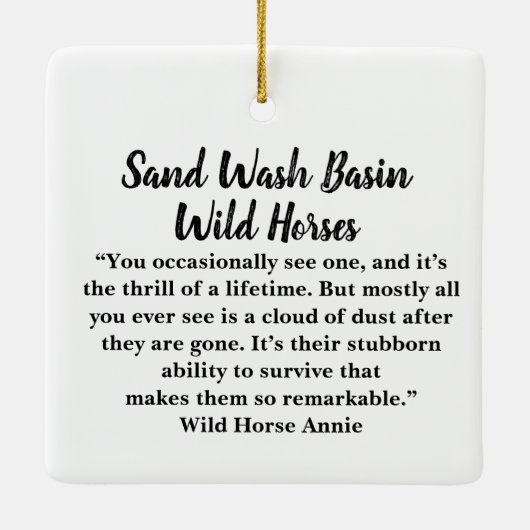 砂洗い流域野生の馬セラミックオーナメント セラミックオーナメント (裏面)
