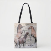 砂洗い流域野生の馬 トートバッグ (正面)