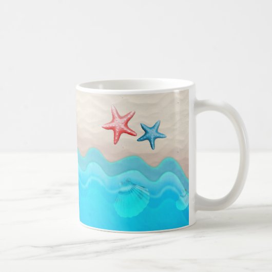 砂浜およびヒトデ コーヒーマグカップ (右)