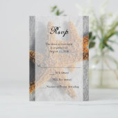 砂浜での二つのヒトデ, ビーチウェディング 小さな返信カード,  RSVP返信 出欠カード (スタンド正面)