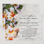 砂浜での結婚式にぴったりなプルメリアとオーキッドのレイ 招待状 (正面/裏面)