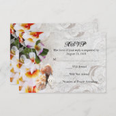 砂浜での結婚式 プルメリア オーキッドのレイ RSVP (正面/裏面)