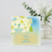 砂浜とプルメリアの目的地ウェディング 招待状 (スタンド正面)