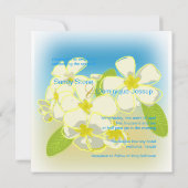 砂浜とプルメリアの目的地ウェディング 招待状 (裏面)