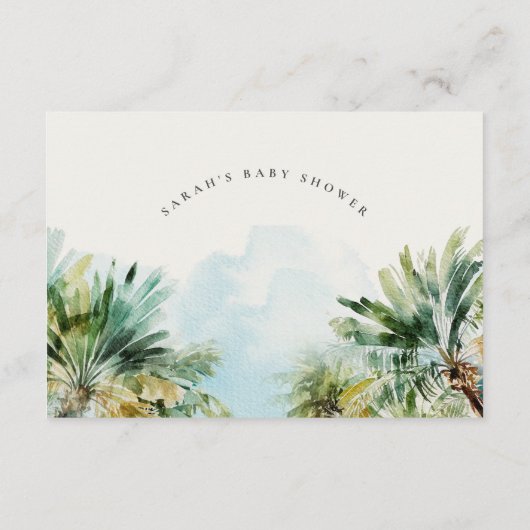 砂浜とヤシの木 パームツリー ママ 赤ちゃんシャワーへのアドバイス エンクロージャーカード (裏面)