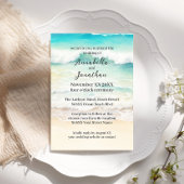 砂浜に広がるビーチスケープのビーチ結婚式 招待状