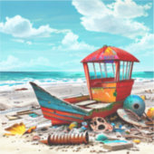 砂浜に捨てられた古いボートビーチ シール (正面)