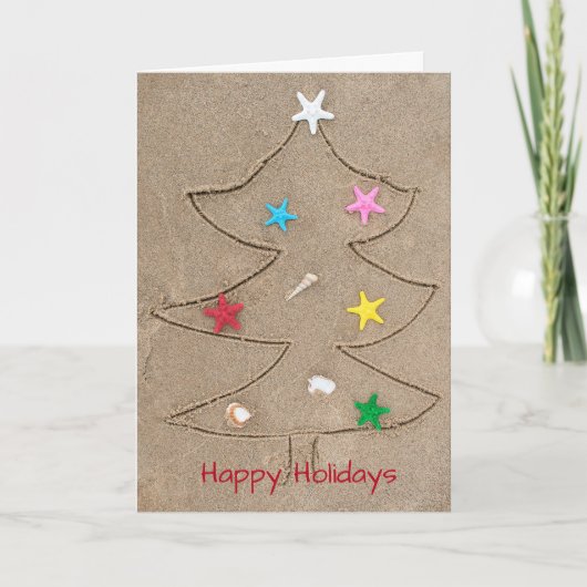 砂浜に描かれたクリスマスツリー カード (正面)