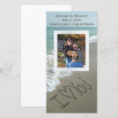 砂浜に書いた愛の言葉 I Love U フォトカード 案内状 (正面/裏面)