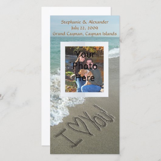 砂浜に書いた愛 I Love You 案内状 (正面/裏面)