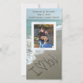 砂浜に書かれた愛の言葉 フォトカード 案内状 (正面)