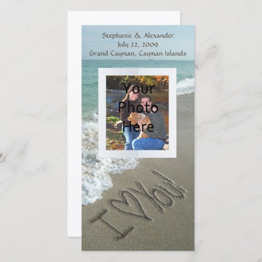 砂浜に書かれた愛の言葉 フォトカード 案内状 (正面/裏面)