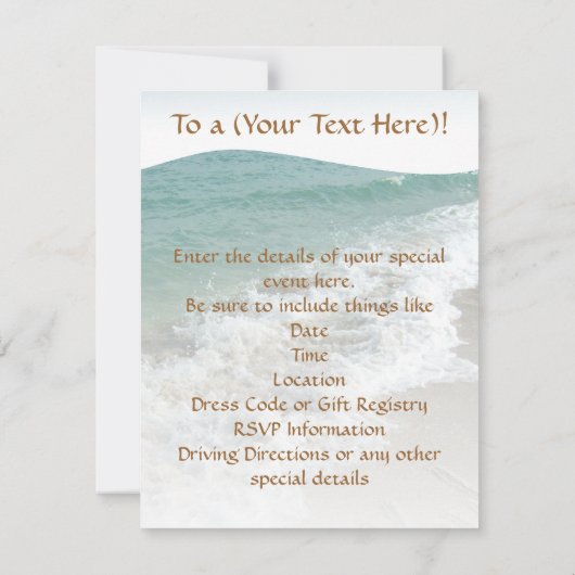 砂浜に書く愛の言葉、いつまでも消えないあなたへの招待 招待状 (裏面)