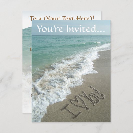 砂浜に書く愛の言葉、いつまでも消えないあなたへの招待 招待状 (正面/裏面)