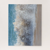 砂浜に砕ける波ビーチ ジグソーパズル (縦)