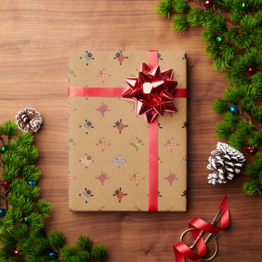 砂浜に肉球の足跡を残すおしゃれな猫たち ラッピングペーパー (クリスマスギフト)