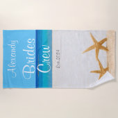 砂浜のウエディングでの花嫁とスター・フィッシュ ビーチタオル (正面)