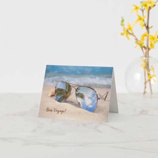 砂浜のサングラス カード (黄色い花)