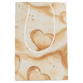 砂浜のトロピカルハート ウェディング ミディアムペーパーバッグ (正面)