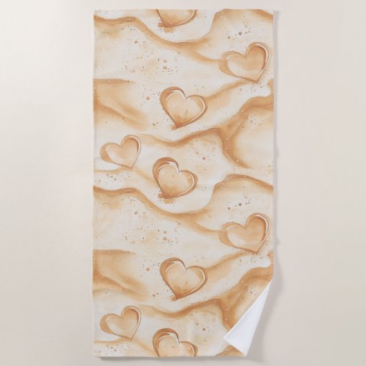 砂浜のトロピカルハート ビーチタオル (正面)