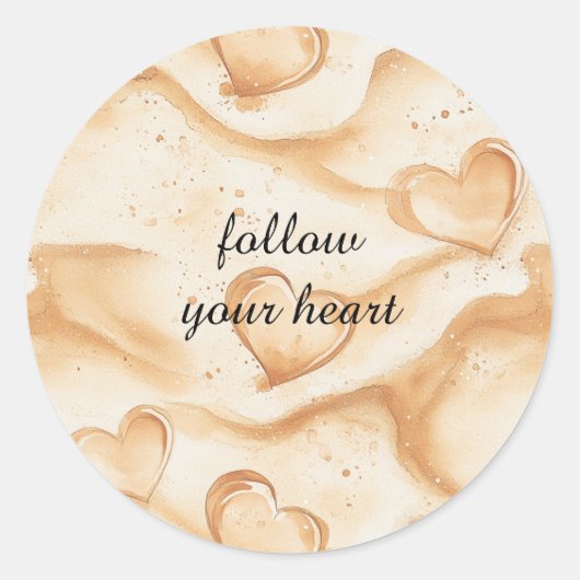 砂浜のトロピカルハート ラウンドシール (正面)