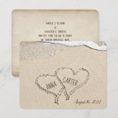 砂浜のハートと波 招待状 (正面/裏面)