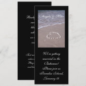 砂浜のハートのシェル 招待状 (正面/裏面)