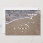 砂浜のハート - 横 招待状 (正面)