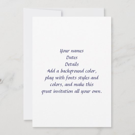 砂浜のハート - 横 招待状 (裏面)