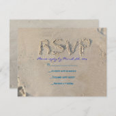 砂浜のバーのバルミツワーの招待状の応答カード 出欠カード (正面/裏面)