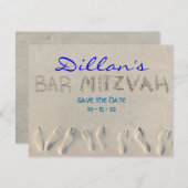 砂浜のバーの(ユダヤ教の)バル・ミツバーの保存日付 セーブザデート (正面/裏面)