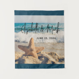 砂浜のヒトデの写真 ウェディング タペストリー
