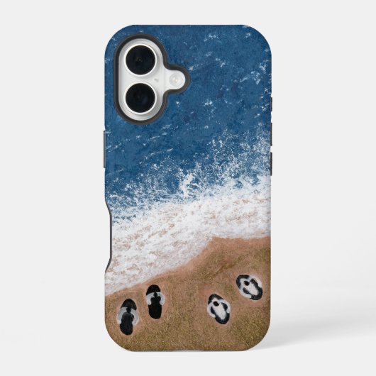 砂浜のビーチサンダル iPhone 16ケース (裏面)