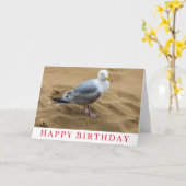 砂浜のビーチ誕生日カードのカモメ カード (黄色い花)