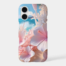 砂浜のピンクのハイビスカスの花