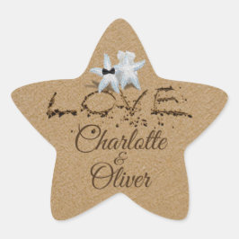 砂浜のラブ タイポグラフィ ステッカー